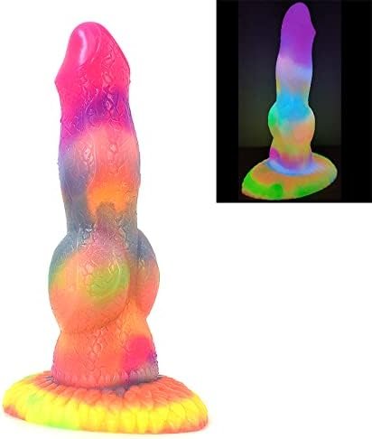 Dragon Luminous Dildo 8.26" Silicone Big Realistic Animal Dildo Half Dog Half Human Knot Dildo With Suction Cup, Thick Long Butt Plug Anal Toys For Gay Men And Women Couples.