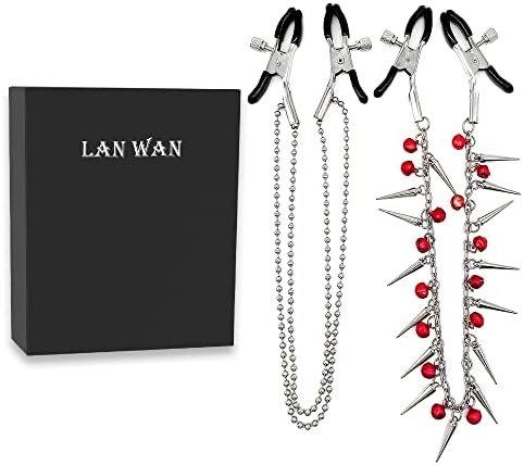 Lanwan 2 Packs Of Nipple Clamps Adjustable Nipple Clips With Chain Nipple Clamp For Couple Pleasure (Purple)