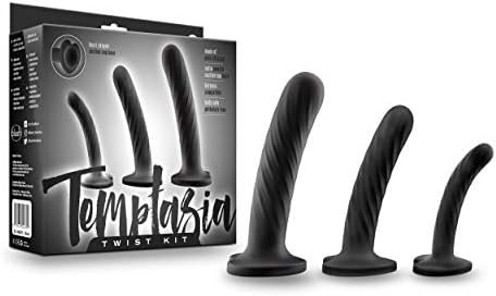 Blush Temptasia Twist Dilator Kit - Silicone Dildo - 3 Progressing Training Sizes - Premium Puria Platinum Cured Vagina Exerciser - Ultrasilk Smooth Heart Shaped Suction Cup Harness Compatible Sex Toy