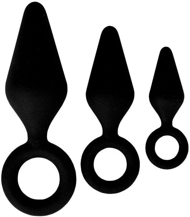 Set Of 3 Anal Plugs Silicone Hypoallergenic Butt Sex Toy (Black)