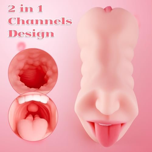 Sexgene 2 In 1 Male Masturbator Pocket Pussy Adult Sex Toys With 3D Realistic Mouth Tongue And Tight Vagina, Blow Job Stroker Deep Throat Oral Pleasure Sex Doll For Men Masterburbator - Image 2