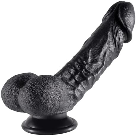 Shkanla Realistic Dildos Adult Sex Toys For Women, Soft Silicone Dildo With Strong Suction Cup For Hands-Free Play, Lifelike Anal Dildo With Balls Fake Penis G Spot Stimulator (Black M) - Image 2