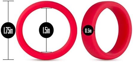 Blush Performance® - Puria™ Silicone Pro Cock Ring - 1.5 Inch Width - Soft, Pliable For Secure Fit - Flat Design Will Not Roll - Silky Smooth Ultrasilk Will Not Pinch - Sex Toy For Men Couples - Red - Image 3