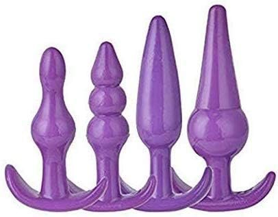 Silicone Anal Plug, Pack Of 4 Butt Plugs Training Set For Beginners Advanced Users With Flared Base Prostate Sex Toys