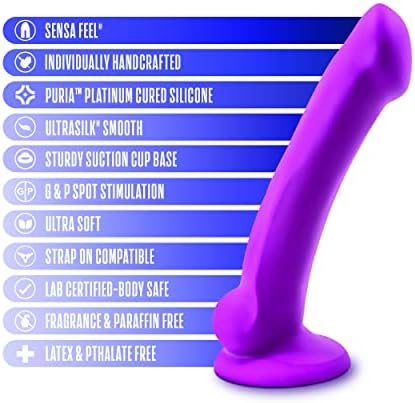 Blush Avant Ergo Mini Silicone 7.25 Inch Dual Density Dildo, Suction Cup Harness Compatible, Sex Toy For Adults, Violet - Image 2