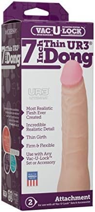 Doc Johnson Vac-U-Lock - 7 Inch Thin Dong - Ultraskyn - F-Machine And Harness Compatible Dildo - Vanilla - Image 2