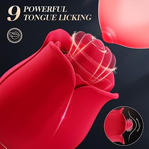 Shockfans Rose Sex Toys Vibrator Dildo - Adult Toys With 9 Tongue Licking & 9 Thrusting Vibrators, Women Sex Toy Dildos Rose Clitorial Stimulator G Spot Nipple Anal, Female Adult Sex Toys & Games - Image 2