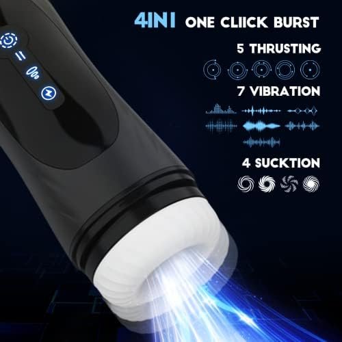 Automatic Male Masturbator, Sucking Masturbators With 5 Thrusting & 4 Suction & 7 Vibration Modes Penis Pump, Bkevsd Pocket Pussy Male Stroker, Male Adult Sex Toys For Men (Male Masturbator-Black) - Image 3