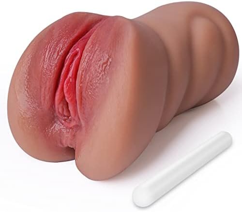 Male Masturbator Pocket Pussy With Realistic Pussy And Ass For Men Masturbation, Portable Male Stroker With 2 Separated Tunnels Ultra-Soft Adult Toy For Men Sex Pleasure Black
