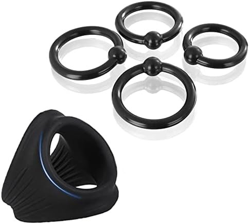 Silicone Male Penis Ring, Ultra Soft Stretchy Cock Ring 3 In 1 Penis Enlargers Erect Support Ring & 4 Different Size Penis Rings Erection Enhancing Sex Toy For Men And Couples