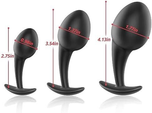 Sex Factory Anal Training Kit Silicone Butt Plug Set In Black 3Pcs Anal Plugs Anal Butt Plug Anal Dildo Prostate Massager Adult Sex Toys For Beginners Men Women Couples - Image 2