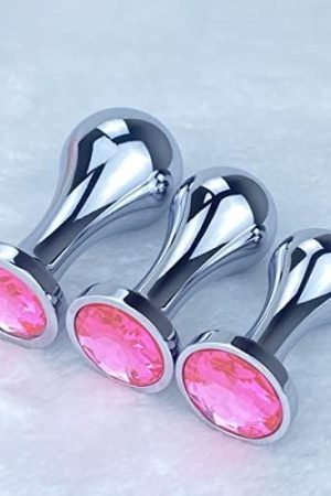 Anal Plug Luxury Jewelry Anal Trainer Kit Metal Butt Plug Prostate Massage Sex Toy Stimulation Adult Sex Toys For Men Women (Pink)