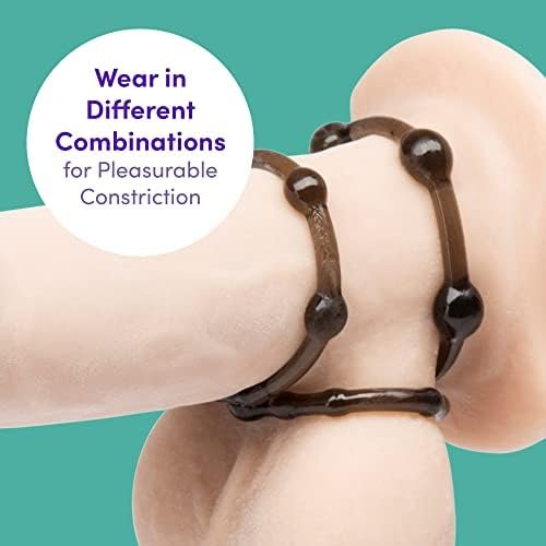 Lovehoney Triple Cock Ring Set - Stretchy Textured Penis Rings - Beginner Friendly & Waterproof - 3 Pack - Black - Image 3