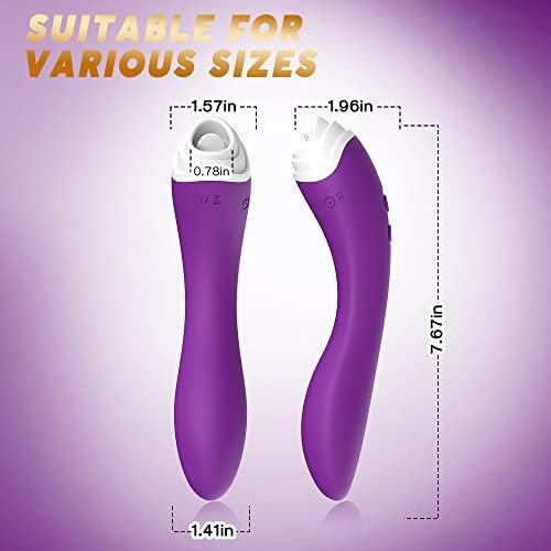 G-Spot Vibrators,Clitoris Licking Stimulators, Dual Stimulation Silicone Dildos For Clitoral/Nipple/G-Spot With 9 Vibrations&9 Pulsations Licking Masturbation, Female Masturbator Sex Toys (Purple) - Image 3