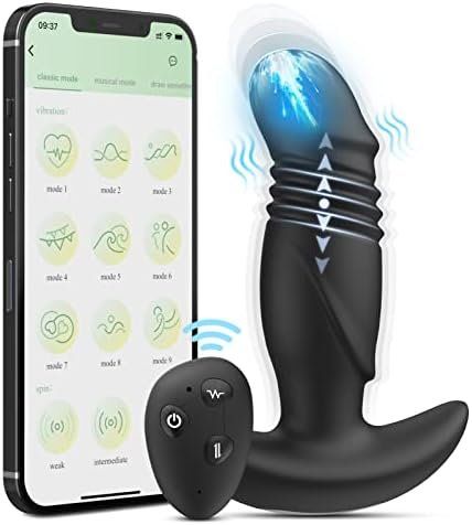 Anal Plug Prostate Massager Male Sex Toys, Vibrating Butt Plug Anal Sex Toys Support App & Remote Control, Anal Dildo Sex Toy With 9 Vibrating & 3 Thrusting Modes, For Men, Women And Couples