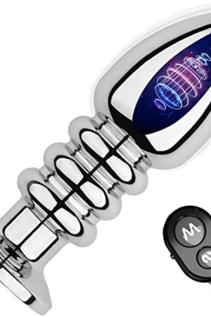 Lock Love Vibrating Anal Beads Butt Plug, Remote Control Flexible Stainless Steel Anal Vibrator Prostate Massager With 10 Vibration Modes Anal Plug Rechargeable Anal Sex Toy (Bullet)
