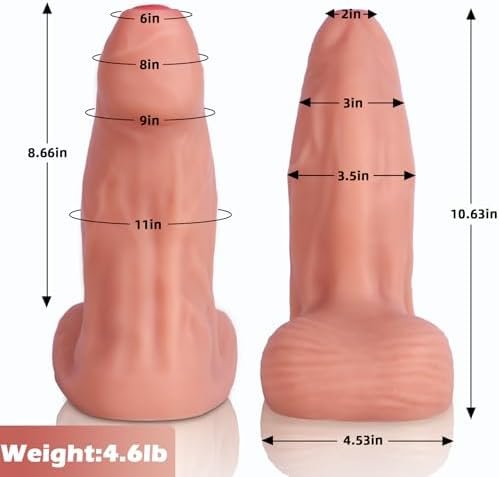 3.5'' Diameter Huge Uncircumcised Dildo, 10 Inch Dual Density Silicone Thick Foreskin Dildo Anal Plugs, Uncut Dildo Monster Fat Penis Adult Sex Toy For Experienced Male Female Anal Play - Image 2