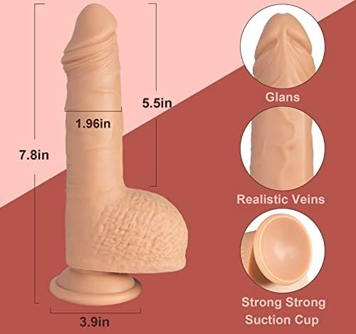 Realistic Dildo 7.8'' Squirting Dildo Like Real Skin,Soft Silicone Anal Dildo With Strong Suction Cup For Beginners Adult Sex Toys For Women Without Pump For One-Handed Use (Light Color) - Image 2
