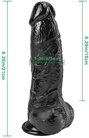 Cwamen Small Glans Big Thick Dildo 8.26 Inch With Strong Suction Cup, Huge Realistic Dildo For Anal Play, Fake Penis Adult Sex Toy For Vagina Anal Stimulate G-Spot Stimulating Quick Orgasm (Black) - Image 3