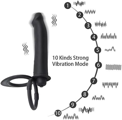 Strap On Vibrating Dildo With Penis Rings Double Penetration Anal Sex Plug Dual Penetration Dildo Vibrator With Cock Rings For Men Sex Enhance, Silicone Butt Plug Strap On Adult Sex Toys For Couples - Image 2