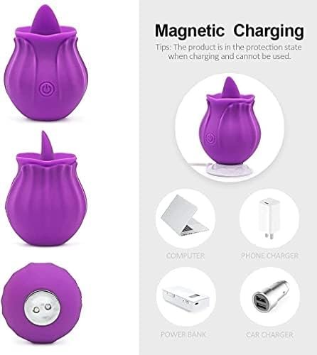 Rose Sex Toy For Women - 3 In 1 Clitoral Stimulator Tongue Licking Thrusting G Spot Dildo Vibrator With 9 Modes, Rose Adult Sex Toys Games, Clitoris Nipple Licker For Women Man Couple-H - Image 3