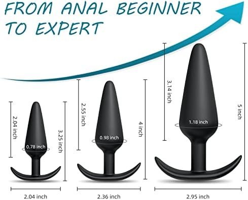 Silicone Anal Plug, Pack Of 3 Butt Plugs Training Set For Beginners Advanced Users With Flared Base Prostate Sex Toys - Image 2