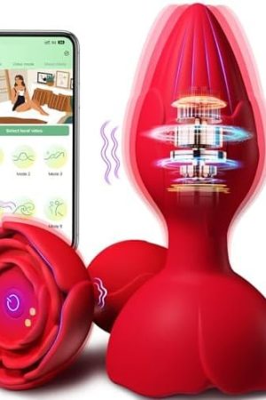 Vibrating Anal Plug Sex Toy - Butt Plug Anal Trainer With 9 Vibration Modes App Remote Control Rose Vibrator, Rechargeable Prostate Massager Anal Toys, Adult Sex Toys For Men Women Couples & Gay