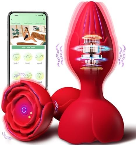 Vibrating Anal Plug Sex Toy - Butt Plug Anal Trainer With 9 Vibration Modes App Remote Control Rose Vibrator, Rechargeable Prostate Massager Anal Toys, Adult Sex Toys For Men Women Couples & Gay