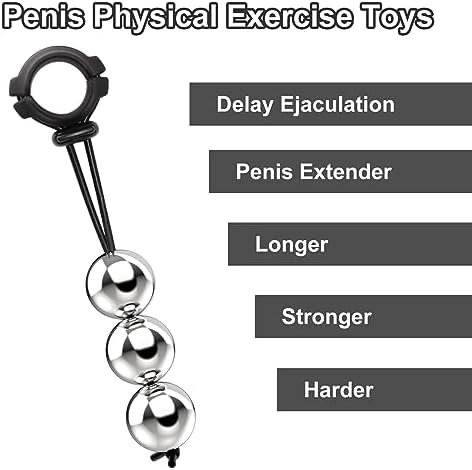 Weight Metal Penis Stretcher Balls, 357G/12.6Oz Heavy Penis Physical Exercise Device For Male Cock Extender Stronger Delay Ejaculation (Two Balls With Extra Belt Replacement) - Image 2