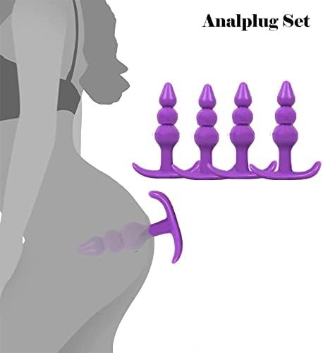 Silicone Anal Plug,Silicone Anal Sex Toys For Beginners,Silicone Anal Plug Set For Adult Men And Women Sex Pleasure Anal Trainer Toys For Adult Women,Men And Couples (4 Pcs) - Image 3