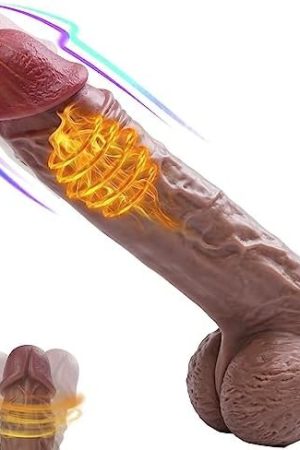 9.8" Vibrating Dildo Thrusting Vibrator With Rotating And Heating - Realistic Telescopic Penis Dildos For Anal Clitoral G Spot Stimulation Sex Toys