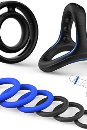 Penis Rings Set With 8 Different Size, Cock Rings For Erection Enhancing, Cook Rings For Men Erection Sex, Longer Lasting Stronger, Silicone Male Soft Stretchy Adult Sex Toys Games For Men Or Couples