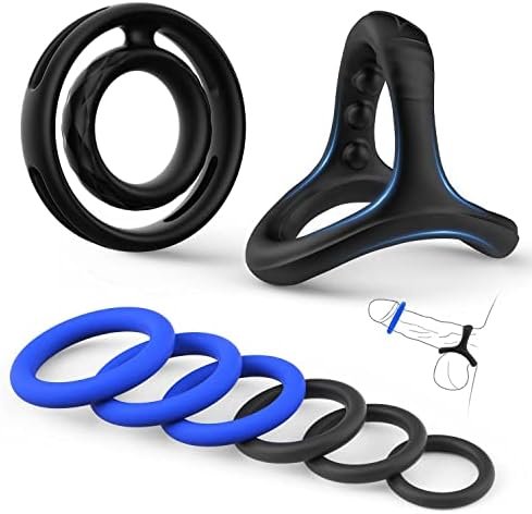 Penis Rings Set With 8 Different Size, Cock Rings For Erection Enhancing, Cook Rings For Men Erection Sex, Longer Lasting Stronger, Silicone Male Soft Stretchy Adult Sex Toys Games For Men Or Couples