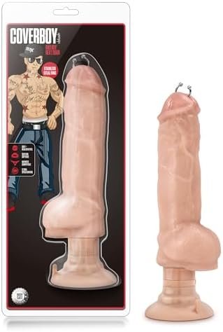 Blush Bad Boy Next Door - 11 Inch Long Strong Multispeed Vibrating Realistic Dildo Vibrator - Huge 2.5" Thick Real Feel Shaft - Prince Albert Ring Piercing - Strap On Compatible Suction Cup - Beige