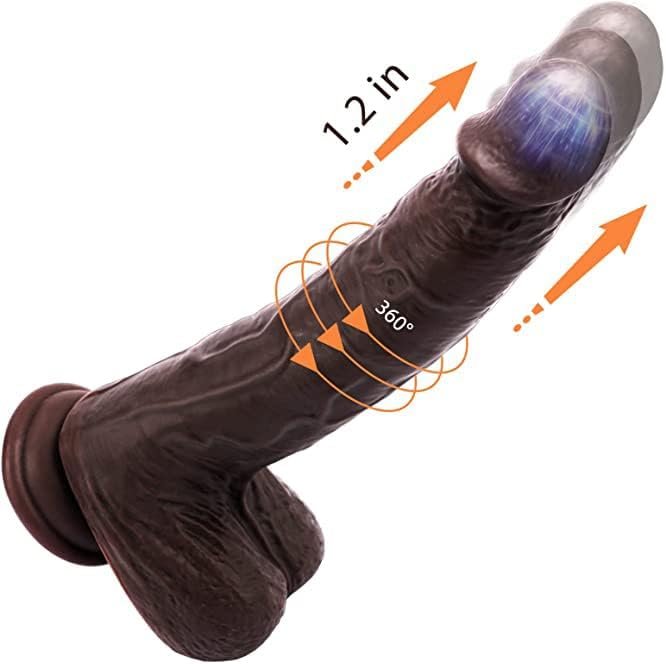 Thrusting Dildo Vibrator Sex Toy For Women, Realistic Vibrating Dildo Thruster Throat Trainer, Silicone Suction Cup Dildo For Mens Anal Prostate Play 5 Thrusts 7 Vibrations (Nut-Brown, 7.5 Inches) - Image 2