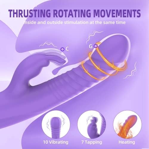 Puwcbze Rabbit Vibrator For Women Thrusting Rotating Dildo Heating, G Spot Clitoral Stimulator Adult Sex Toys For Women Couples, Soft Silicone Waterproof - Image 3