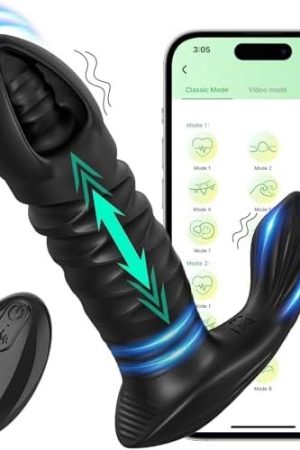 Prostate Massager Thrusting Anal Vibrator, 3 In 1 Vibrating Anal Sex Toys Dildo With 10 Thrusting Modes & Vibration, App & Remote Control Anal Butt Plug Male Sex Toys For Men Women