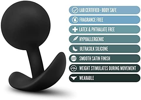 Blush Anal Adventures Platinum Ultrasilk Silicone Vibra Plug - Beginners Training 3 1/2 Inch Butt Plug Adult Toy - Anchor Base - Muscle Stimulation - Wearable Sex Toys For Women Men Couples - Black - Image 2
