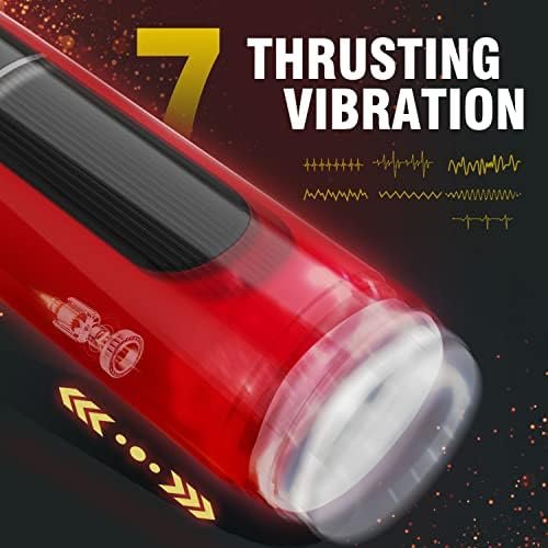 Thrusting Male Masturbator Cup, Waterproof Automatic Male Sex Toy With 7 Telescopic & Vibrations Adult Toy For Men With Realistic 3D Pocket Pussy Sleeve Red - Image 2