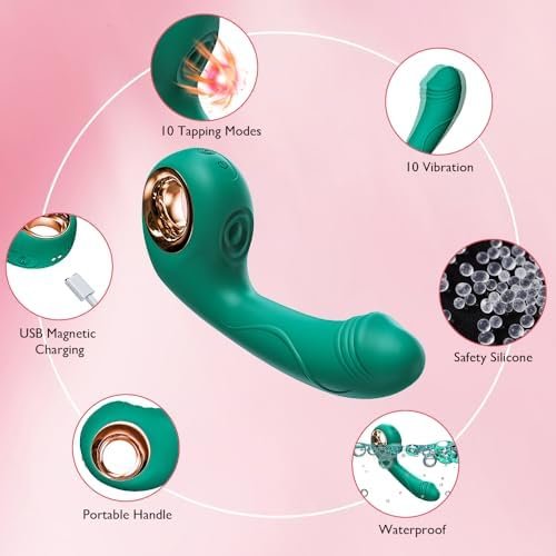 Clitoral G Spot Vibrator,2 In 1 Realistic Dildo Nipple Clitoralis Stimulator With 10 Tapping & Vibrating Modes, Rechargeable Adult Sex Toys For Women Couples - Image 3