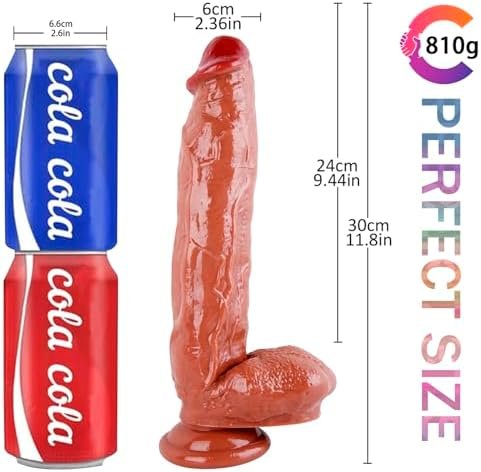 Amazbee 11.8 Inch Black Brown Realistic Dildo Like Skin Safe Material Large Silicone Anal Plug With Strong Suction Cup For Hands-Free Play Sex Toys For Adult Women Men Anal Trainer (Black) - Image 2