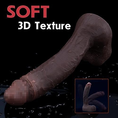 9 Inch Black Realistic Dildo Feels Like Skin, With Huge Strong Suction Cup Dildos For Hands-Free Play, Soft Liquid Silicone Anal Adult Sex Toys For Men And Women Pleasure - Image 3