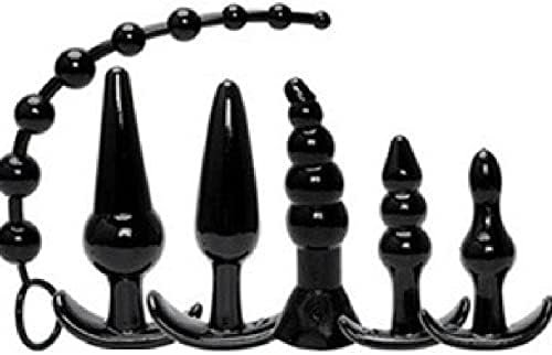 Anal Plug Set,Pack Of 6 Butt Plug Trainer Kit Silicone Prostate Massager Anal Dildo Sex Toys Training Kit Butt Plug Anus Stimulation Pleasure Plug Toy Expanding Butt Plug For Men Women (Black)