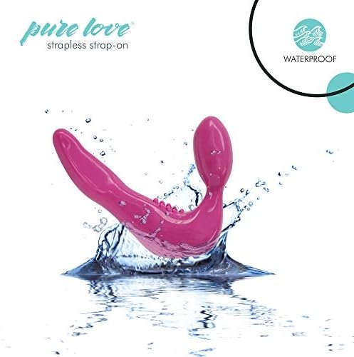Pure Love Pink Vibrating Strapless Strap On Silicone Dildo - Image 3