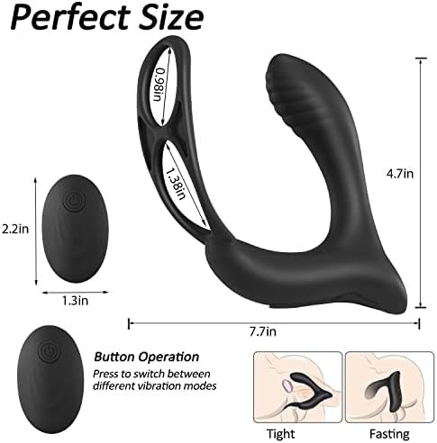 Suoxin 3-In-1 Remote Control Prostate Massager Vibrator With Penis Ring And Ball Loop, 10 Speeds Rechargeable Anal Sex Toy Waterproof G-Spot Vibrating Stimulator For Men Women Couple - Image 3