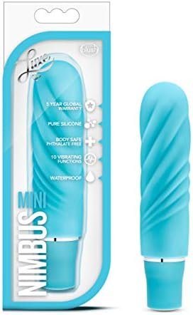 Blush Luxe Nimbus Mini - 4 3/4 Inch 10 Vibrating Functions Satin Smooth Silicone Aaa Battery Compact Pocket Vibrator - Ipx7 Submersible Waterproof - Stimulator - Sex Toy For Women Couples - Aqua