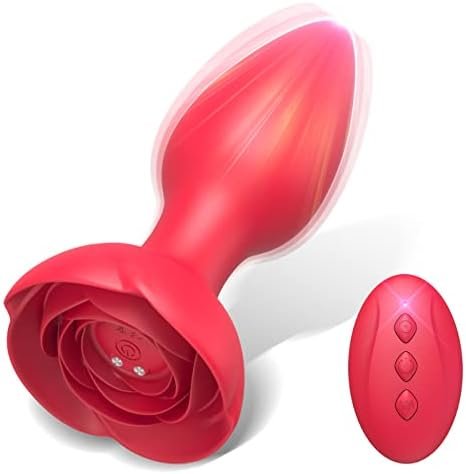 Sex Toys Vibrating Anal Plug - Anal Sex Toys Prostate Massager, Remote Control Anal Butt With 10 Modes & Rose Base, Waterproof Silicone Rose Adult Sex Toys & Games(Black)