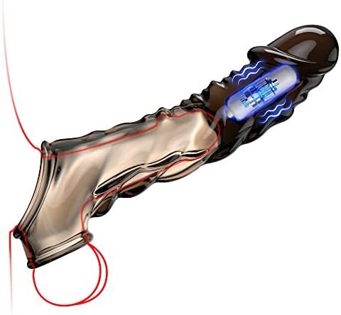 Reusable Vibrator Penis Sleeve With Cock Ring - 3.6 Inch Black Clear Penis Extender Male Sex Toy,Ultra-Soft Penis Ring Sex Toys For Men And Couple Play