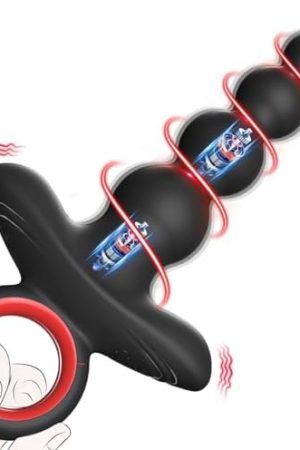 Hoesdik Vibrating Anal Beads Sex Toys For Men Women With Pull Ring, Dual Motors Graduated Size Anal Butt Plug For Anus Prostate G Spot Pleasure, 9 Vibrations Flexible Silicone Anal Vibrator Trainer
