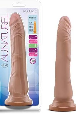 Blush Au Naturel Roberto - 9 1/4 Inch Realistic Sensa Feel Dual Density Flexi Shaft Long Dildo - Flexible Suction Cup Harness Compatible - Ipx8 Submersible Waterproof Sex Toy For Women Couples - Latin
